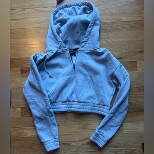 Heather Gray Cropped Alphalete Quarter Zip Hoodie Sweatshirt